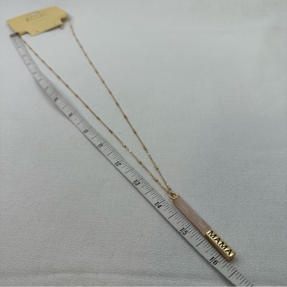 Pendant Mama Necklace Gold Tone Pink Stone - Picture 6 of 8